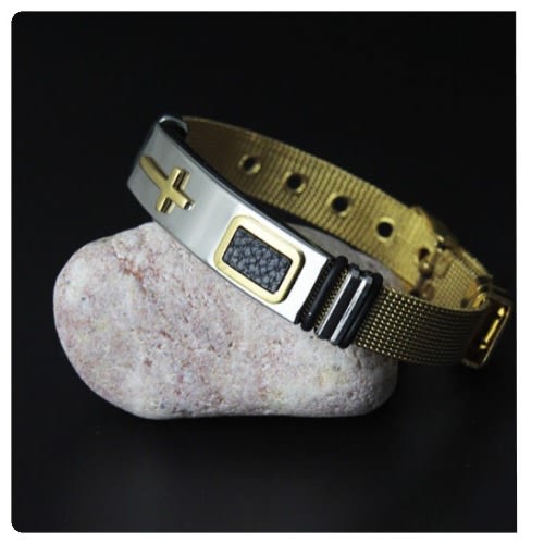 Unisex Cross Chain Bracelet - Gold