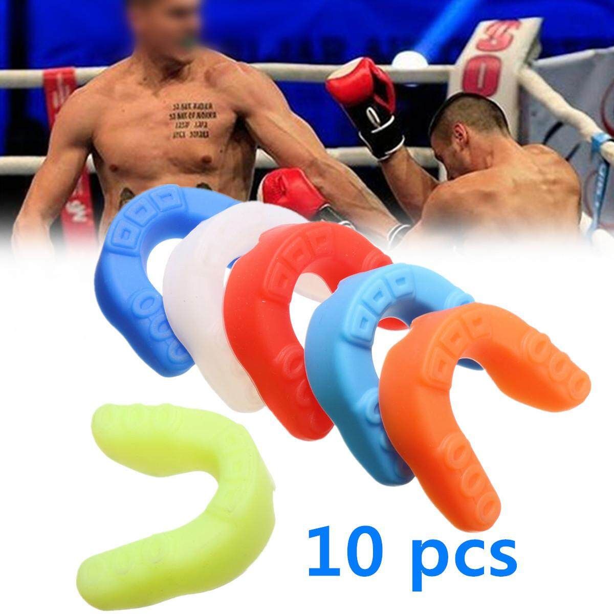 Silicone Mouth Guard Gum Shield Boil Bite F. Sports MMA Boxing Basketball Hockey Dark Blue 10pcs
