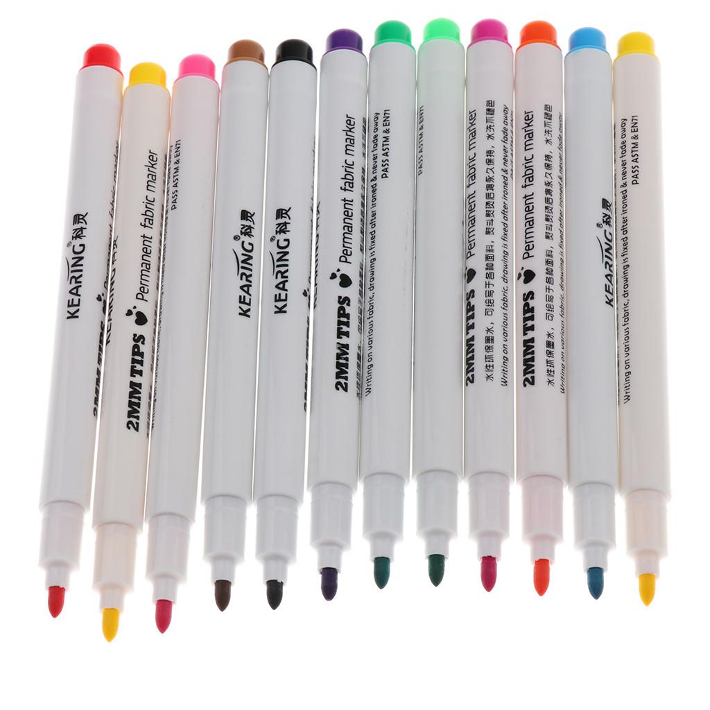 12 Colors Set T-Shirt Shoes Marker Graffiti Permanent Fabric  Pen