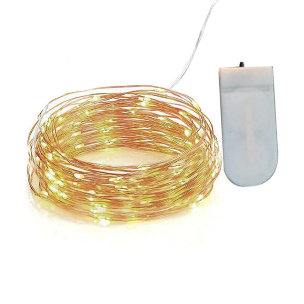 Manufacturers LED light string copper wire light button battery box light gift box flower baking decorative light with flashing copper wire light White 2 meters 20 flashing lights