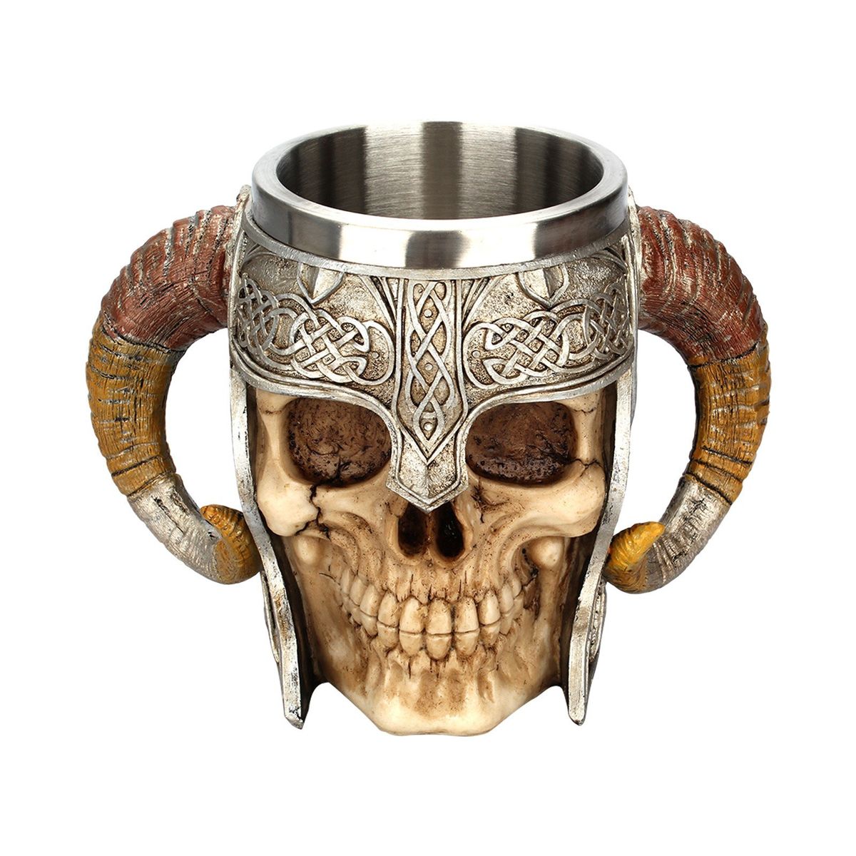 550ml Dual Handle Skull Beer Mug Stainless Steel Coffee