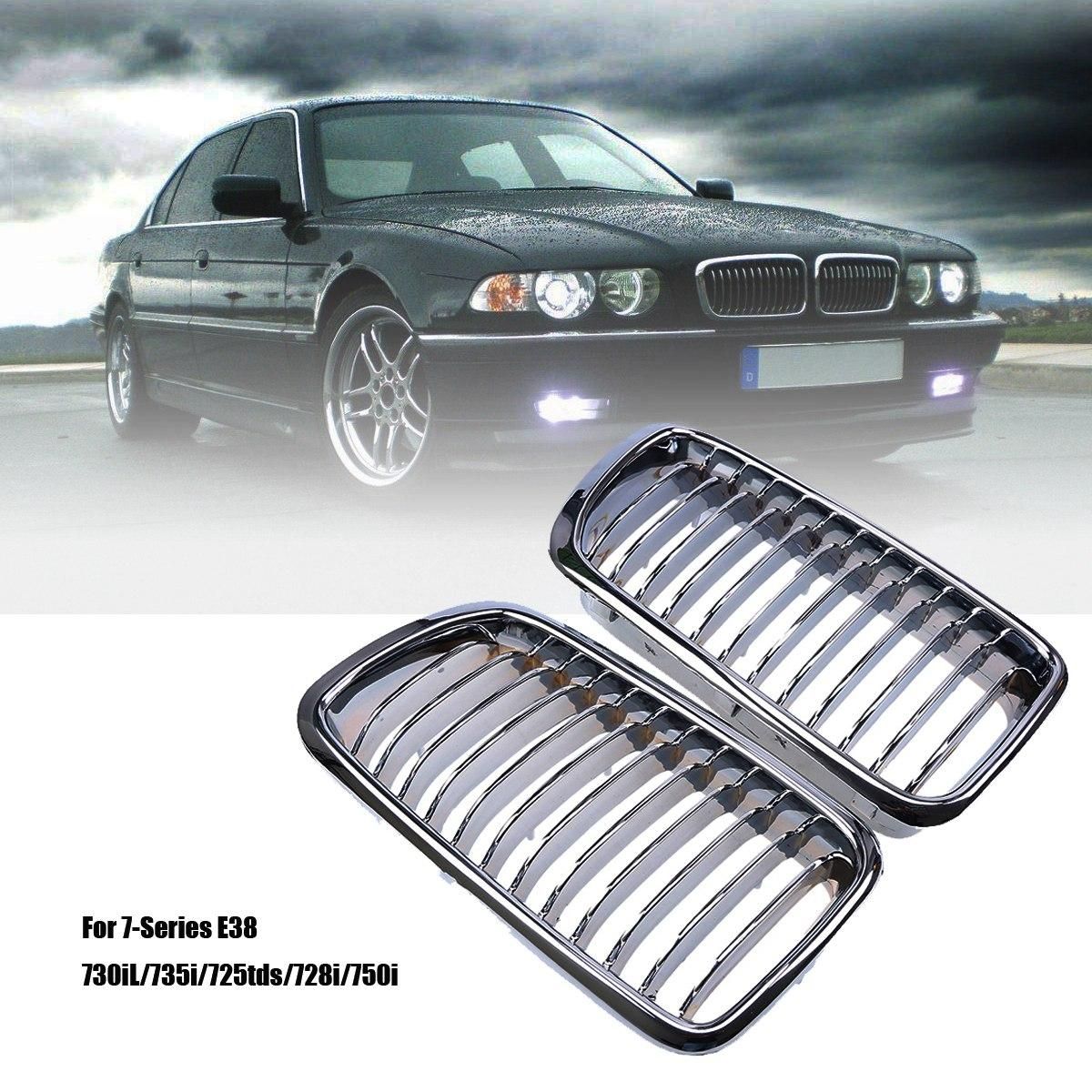 1Pair Chrome Front Kidney Grill Grille for BMW 7-Series E38