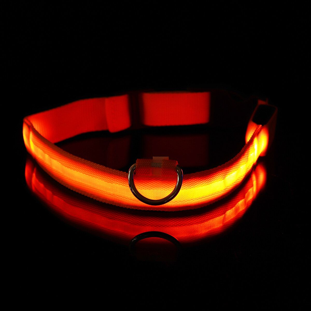 Adjustable LED Dog Pet Light Up Collar Bright Flashing Necklace Strap Safety Orange