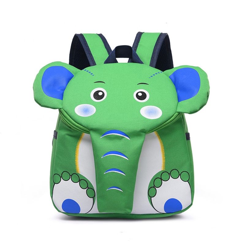 Elephant School Backpack For Children Cute 3D Animal Kids School Bags Boys Girls Schoolbag(Green)