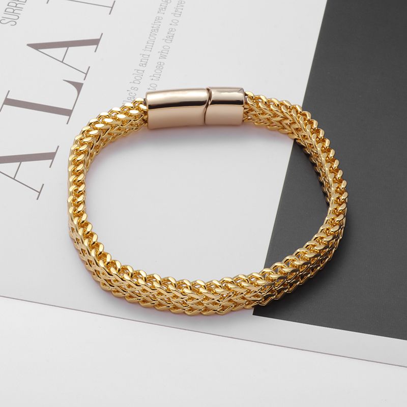 Silver Color Chain Let Men Stainless Steel Hand Chain With Metal Magnetic