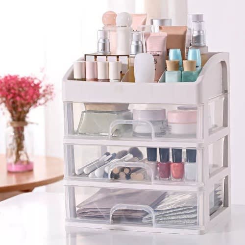 Layered Transparent Plastic Makeup Organizer- 4 Layers