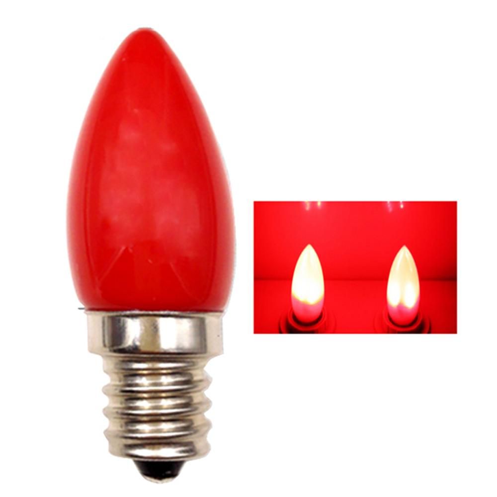 E12 Light-emitting Diode Candle Bulb 1.5W Red Glass Cover Red Lighting Bulb Buddha Red Lotus God Lamp 4Light-emitting Diodes SMD2835 Light (220V)