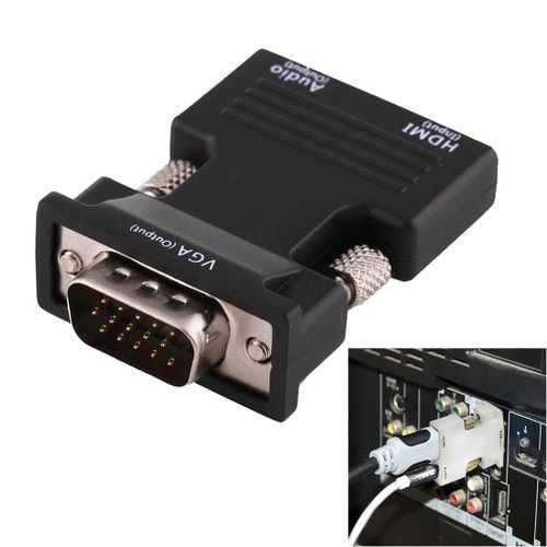Hdmi Female To Vga Male Converter With Audio Output Adapter For Projector, Monitor, Tv Sets(black)