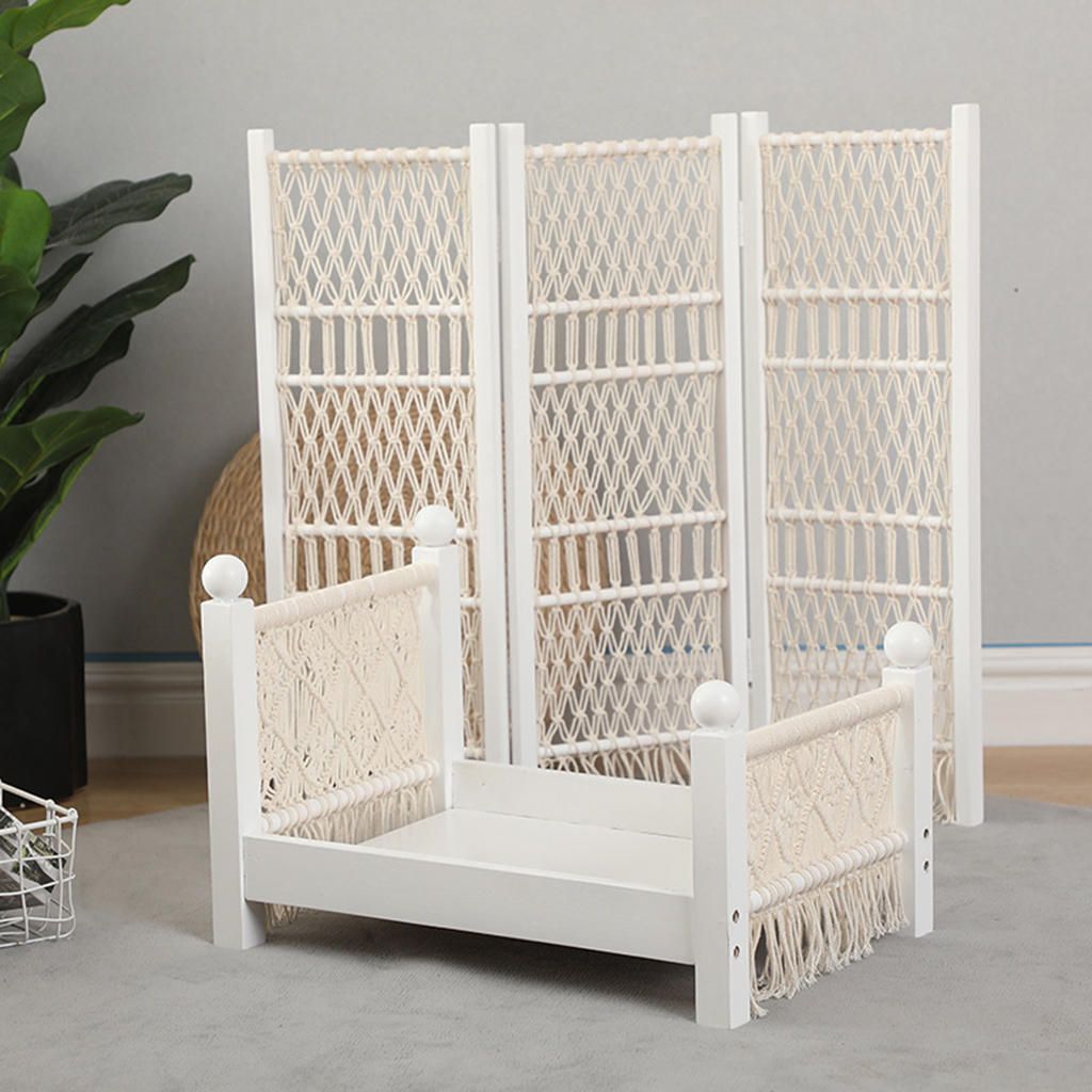 Newborn Props Baby Crib White  Assisted Wood Cot