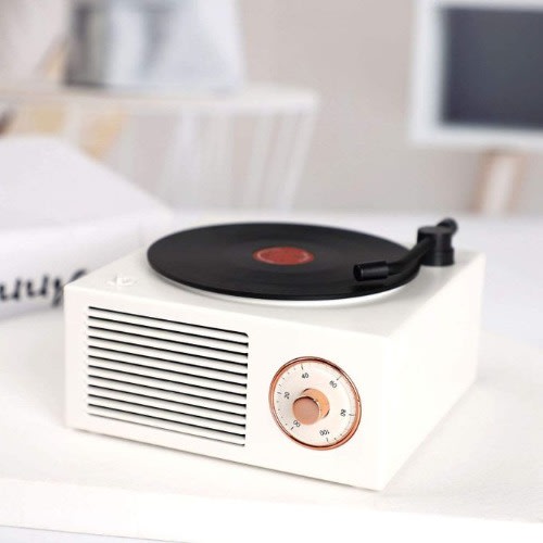 Retro Vinyl Bluetooth Speaker -White
