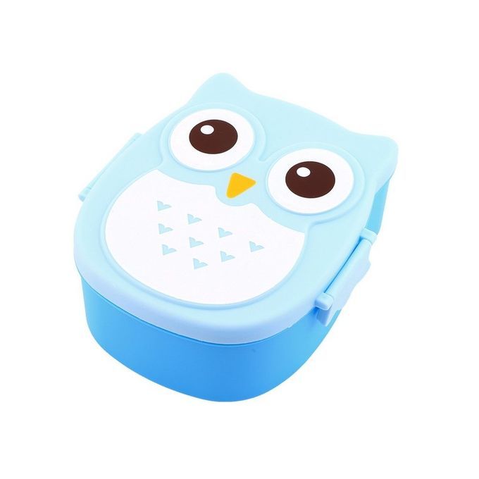 1050ML Owl Lunch Box Bento Food-safe Plastic Food Picnic Container Portable Box Blue