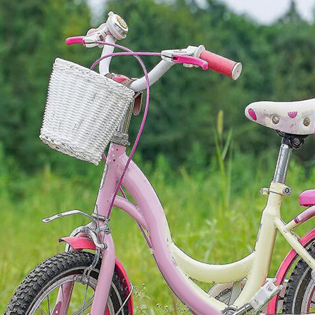 Wicker Kids Bike Basket Waterproof Cycling Basket For Girls Boys White