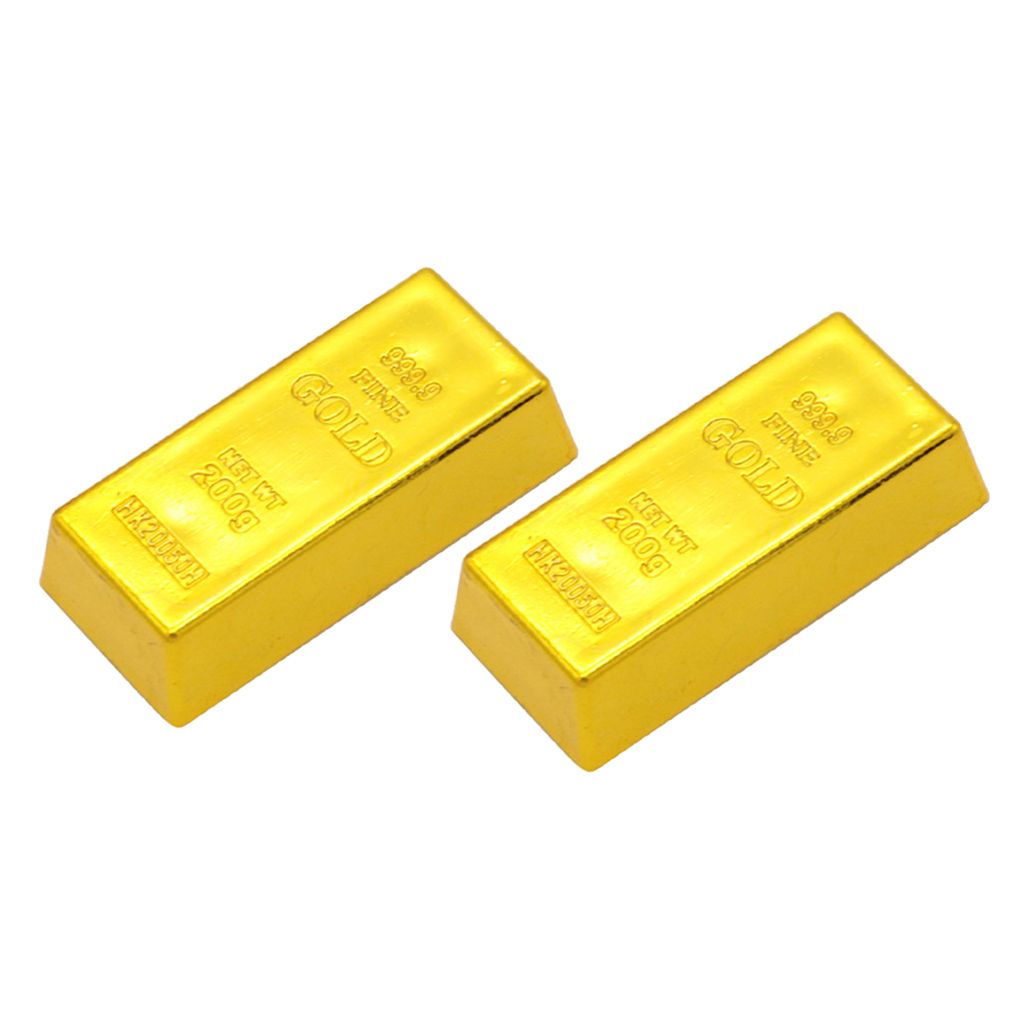 2x  Plastic Gold Bar Magic Prop Table Decoration Bullion Toy Props