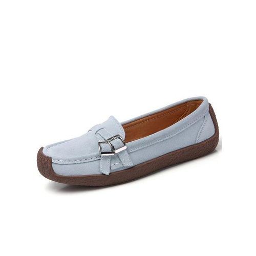 EUR Size 35-42 Fashion Ladies Shoes High Quality Falts Shoes Women Suede Leather Ballet Shoes Grey