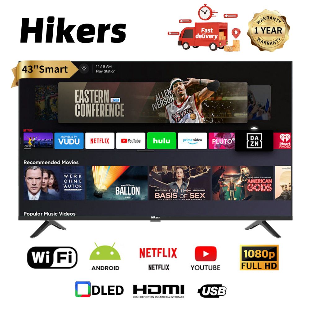 43'' Inch Frameless Android Smart FHD LED TV - Black