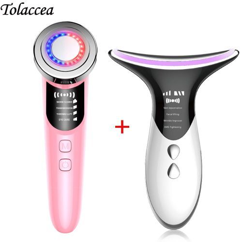 High Frequency Vibration Face Massager LED Photon Therapy Neck Face Lifting Tightening Tool EMS Anti Wrinkle Beauty Instrument