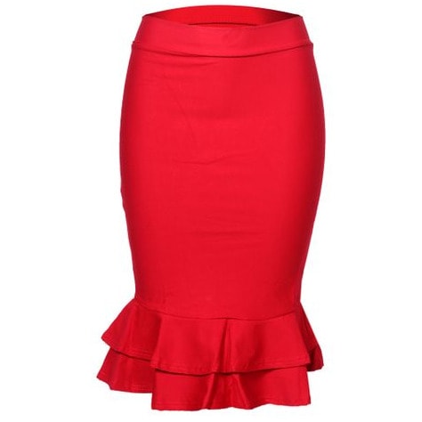 Women's Step Design Skirt - Red