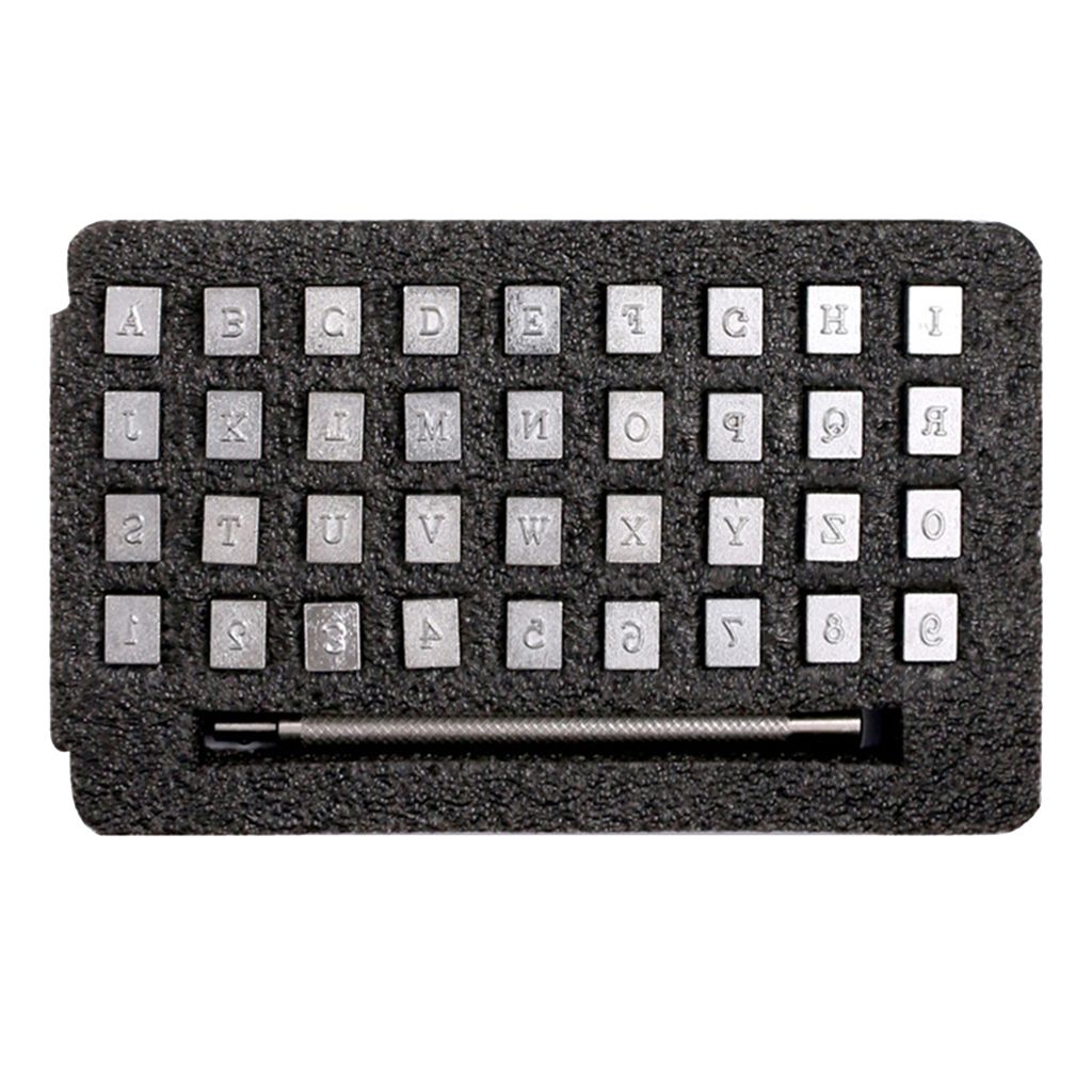 Alloy 36pcs 4mm Leather Alphabet Punch Tools Kits DIY Leather Hand