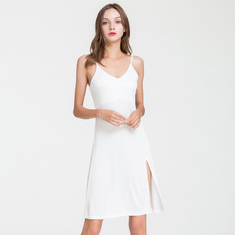 Summer New Silk Sling Nightdress Female Mid-Length Pajamas,