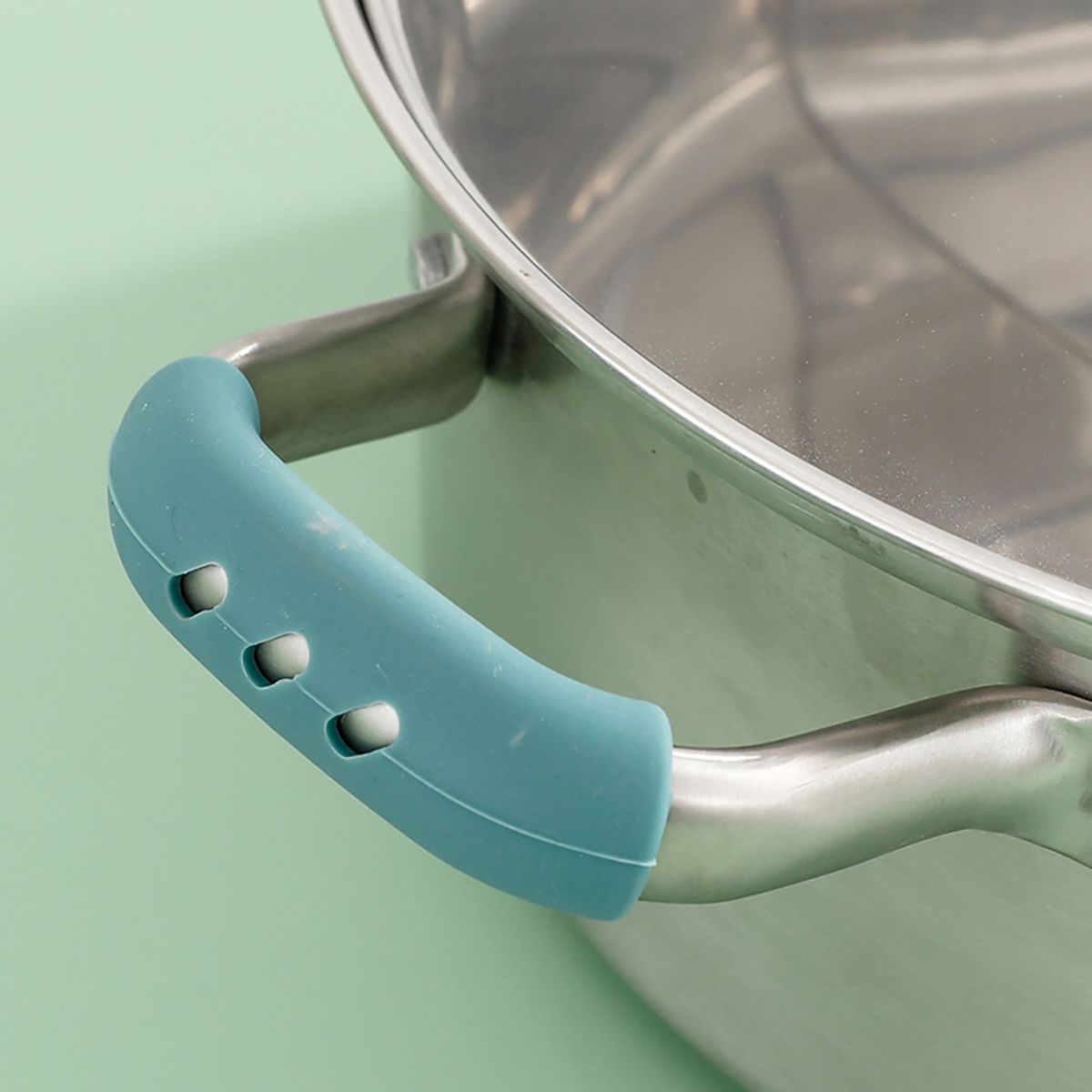 4PcsSet Kitchen Pan Handle Cover Heat Insulation Pot Ear Clip Green