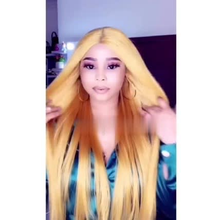24" Yellow Gold Lace Closure Human Hair Wig