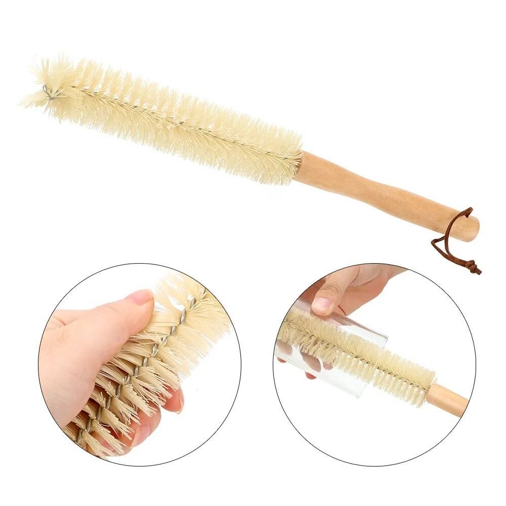 Cleaning Brush  Glass Bottle Brush Household Brush  Portable  Wooden Long Handle Cup Brush  Kitchen Supplies