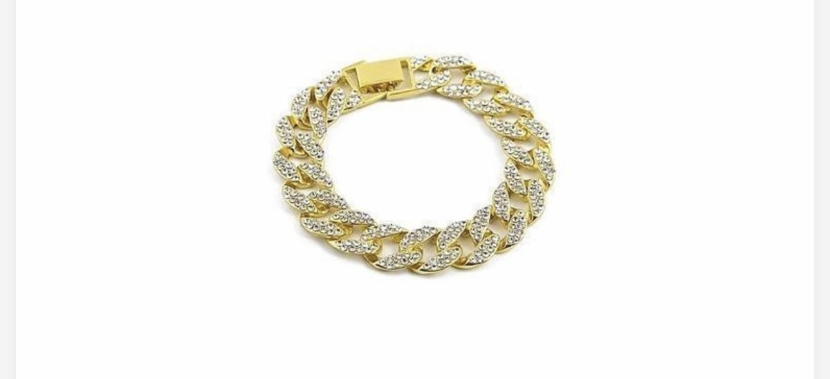 Gold Iced Out Cuban Hand Chain