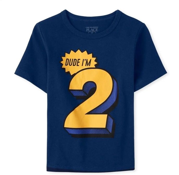Boys Dude  I Am 2 - 2nd Birthday Number Tshirt - Blue