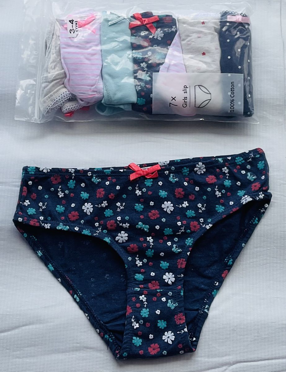 3-4 Yrs 7 Pack Colored Girls Briefs- A5