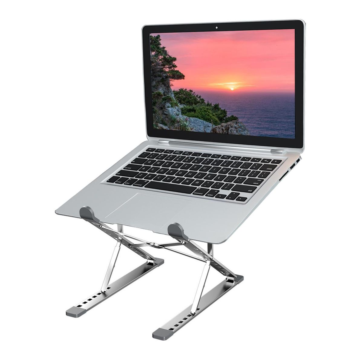 Portable Laptop Stand Ergonomic Aluminum Alloy Laptop Riser Double Height Adjustment Foldable Computer Notebook Holder Stand for 11-17 Inches Laptop Tablet