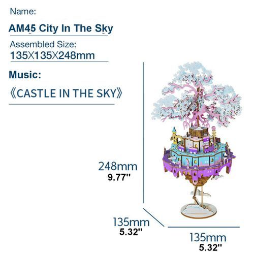 6 Types Steampunk Music Box Wooden Mechanical 3D Wooden Puzzle Boy & Girl Gift Sky City