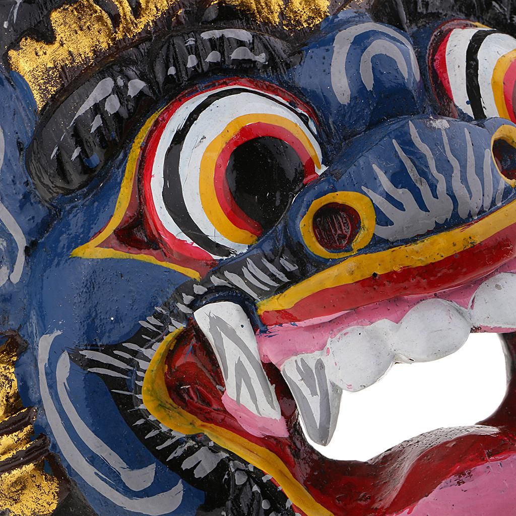 Wooden Hand Carved Monster  Ornament 20x17cm For Home Decor Blue