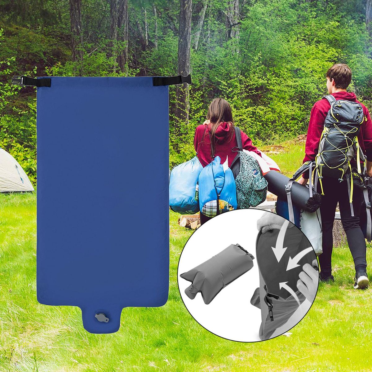 Ultralight Inflatable Sleeping Pad, Portable Air Dark Blue