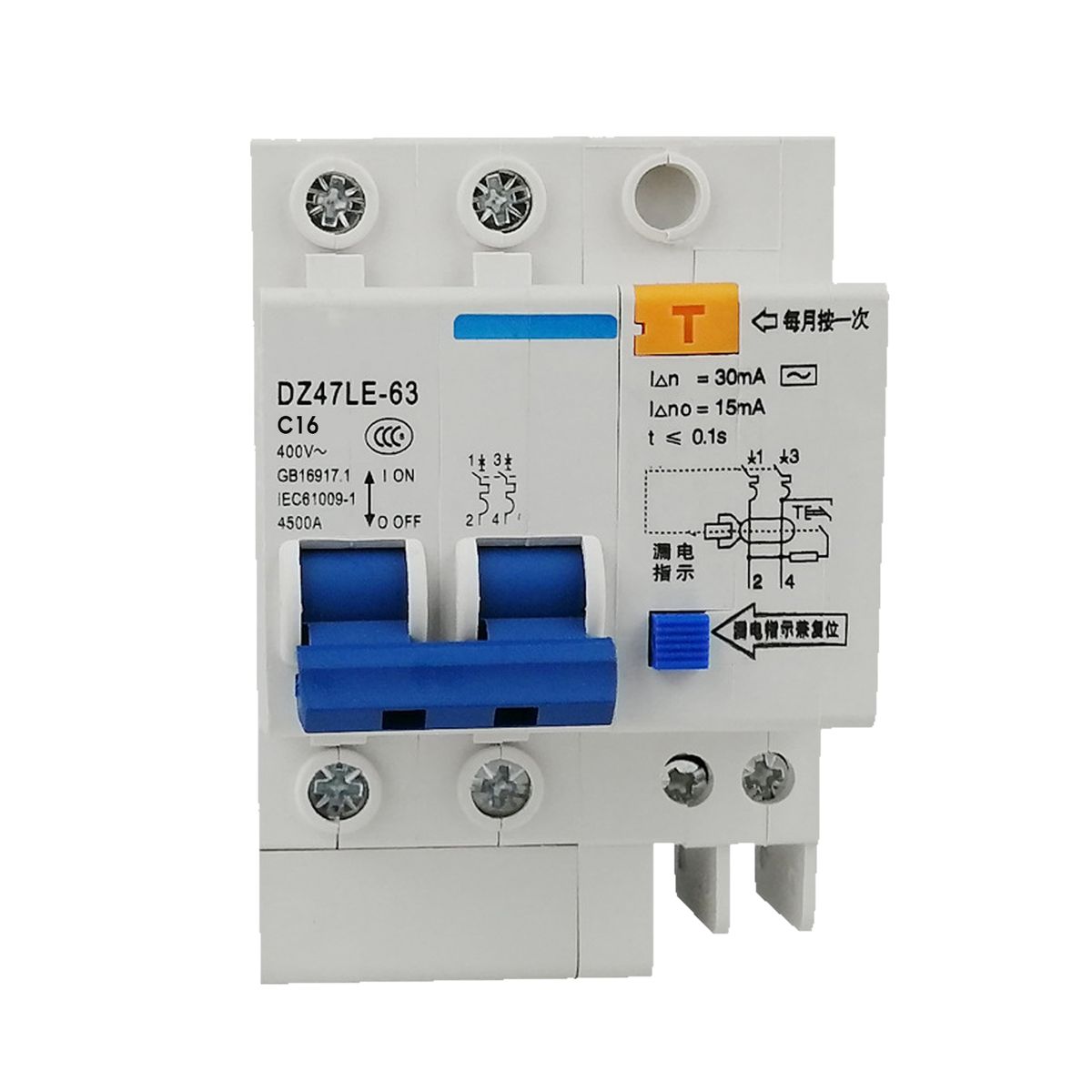 Miniature Residual Current Circuit Breaker 2 Poles 30mA