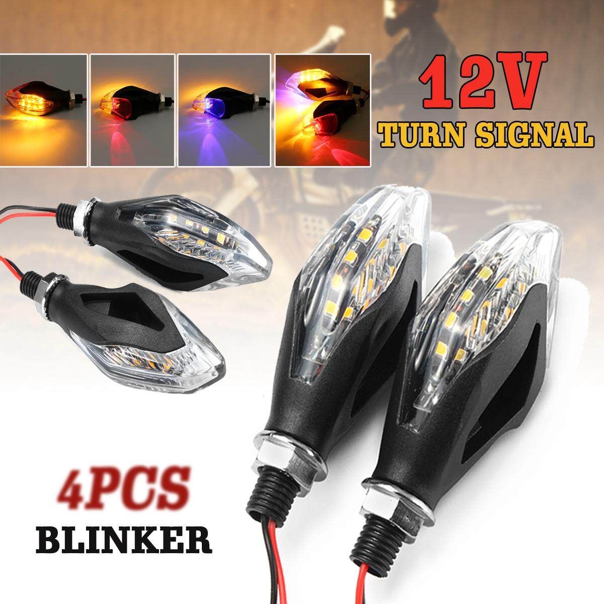 2 Pair Motorcycle LED Turn Signal Lamp Sequential Flowing Indicator Light Amber