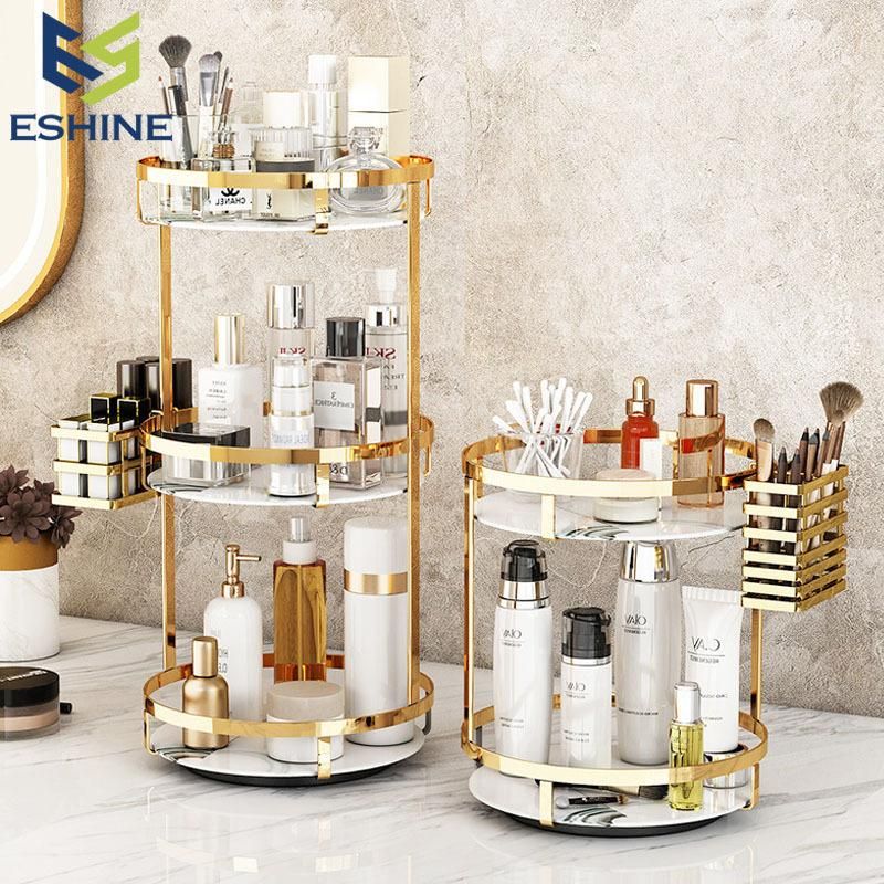 Kitchen Multi-Layer Rotating Rack Seasoning Rack Stainless Steel Golden Bathroom Storage Rack Cosmetic Finishing Storage Rack