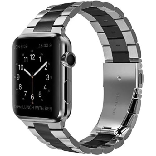Replacement Stainless Steel IWatch & Smartwatch Strap - 42/44mm  - Black & Silver