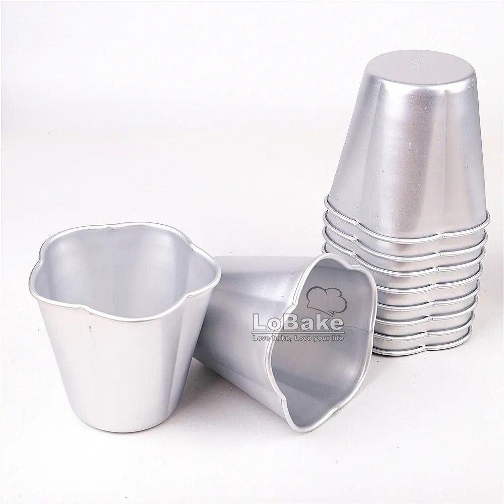 (10pcs/lot) 8.5cm diameter five-petaled flower shape aluminium alloy tart cake mold cupcake mould jelly pudding DIY bakeware
