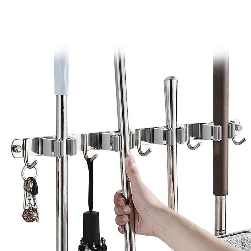 Mop And Broom Holder 4 Positions 5 Hooks Wall Mounted Organi