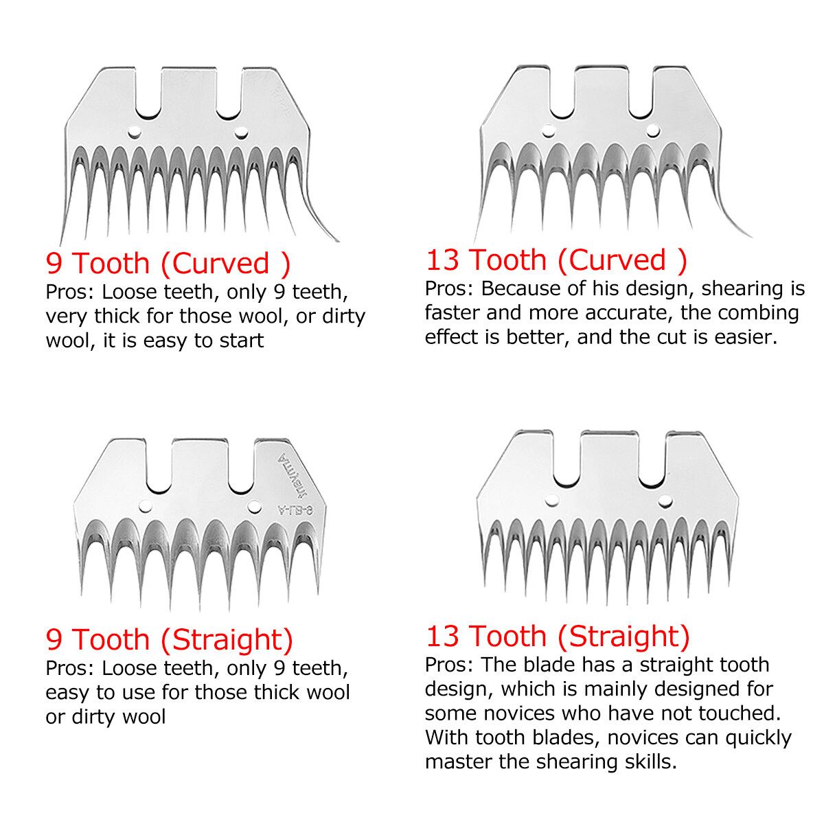 4 Types 9/13 Teeth Straight / Curved Pet Hair Scissor Electric Shearing Horse Sheep Shear Animal Sheep Shears Straight 13 Tooth