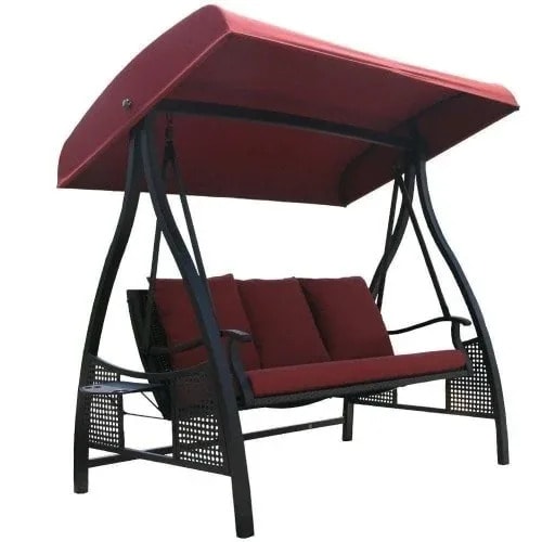 Outdoor Canopy Swing With Steel Frame - 3 Seater