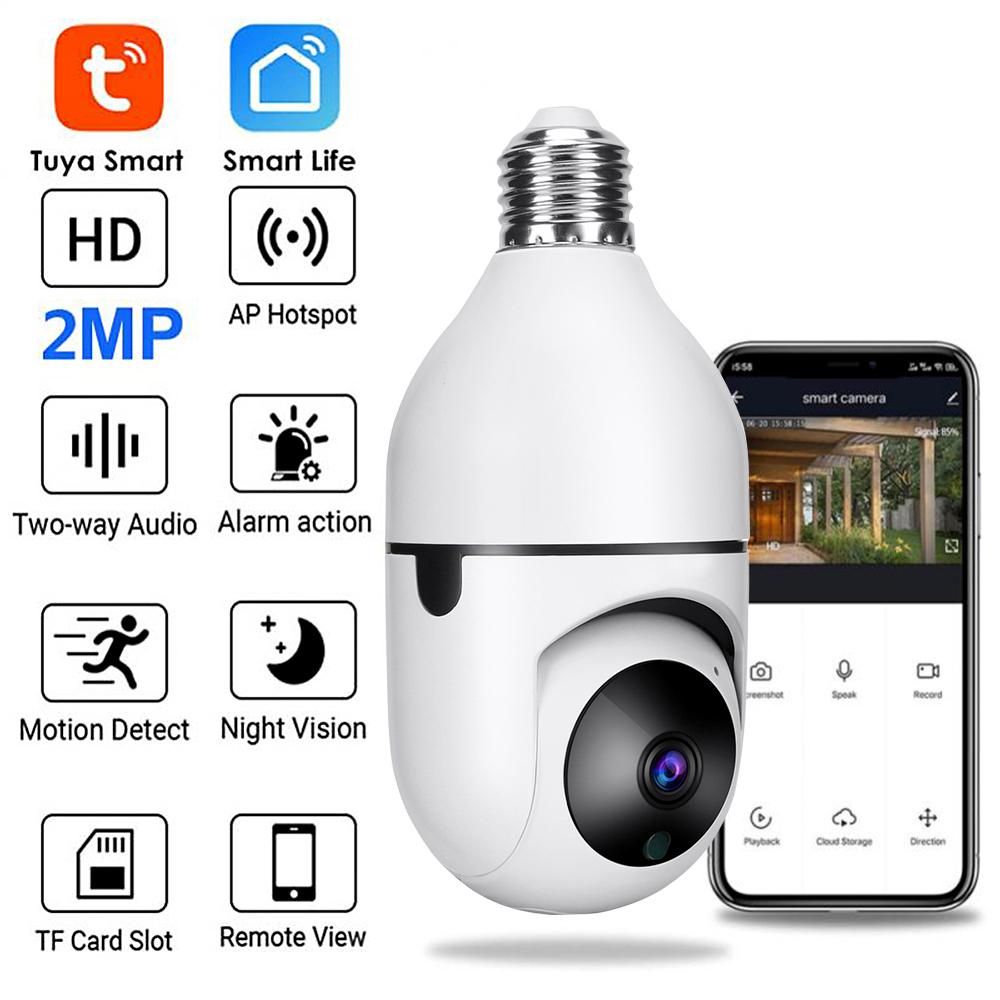 WiFi 360 Panoramic Bulb Camera 1080P Security Camera with 2.4GHz WiFi 360 Degree Panoramic viewing Wireless Home Surveillance Camera Night Vision Two Way Audio Smart Motion Detection Tuya APP
