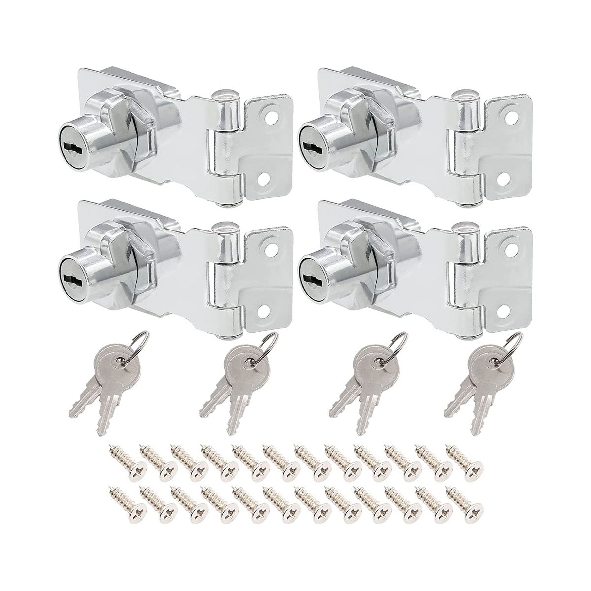 4 Pcs Keyed Hasp Locks 25 Inch Twist Knob Keyed Locking Hasp Metal Safety Hasp Latches Keyed Different