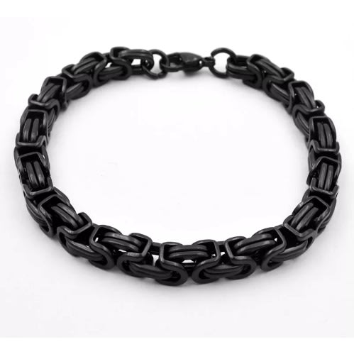 Men's Geometric Steel Bracelet - Black