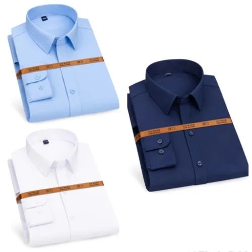 Set Of 3 Corporate Long Sleeve Shirt - White, Sky Blue, Navy Blue