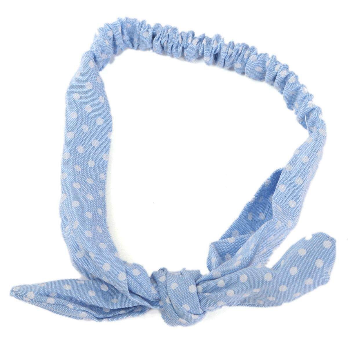 Lovely Baby Toddler Girl Kids Elastic Hairband Turban Knot Rabbit Ear Headband Blue Dot