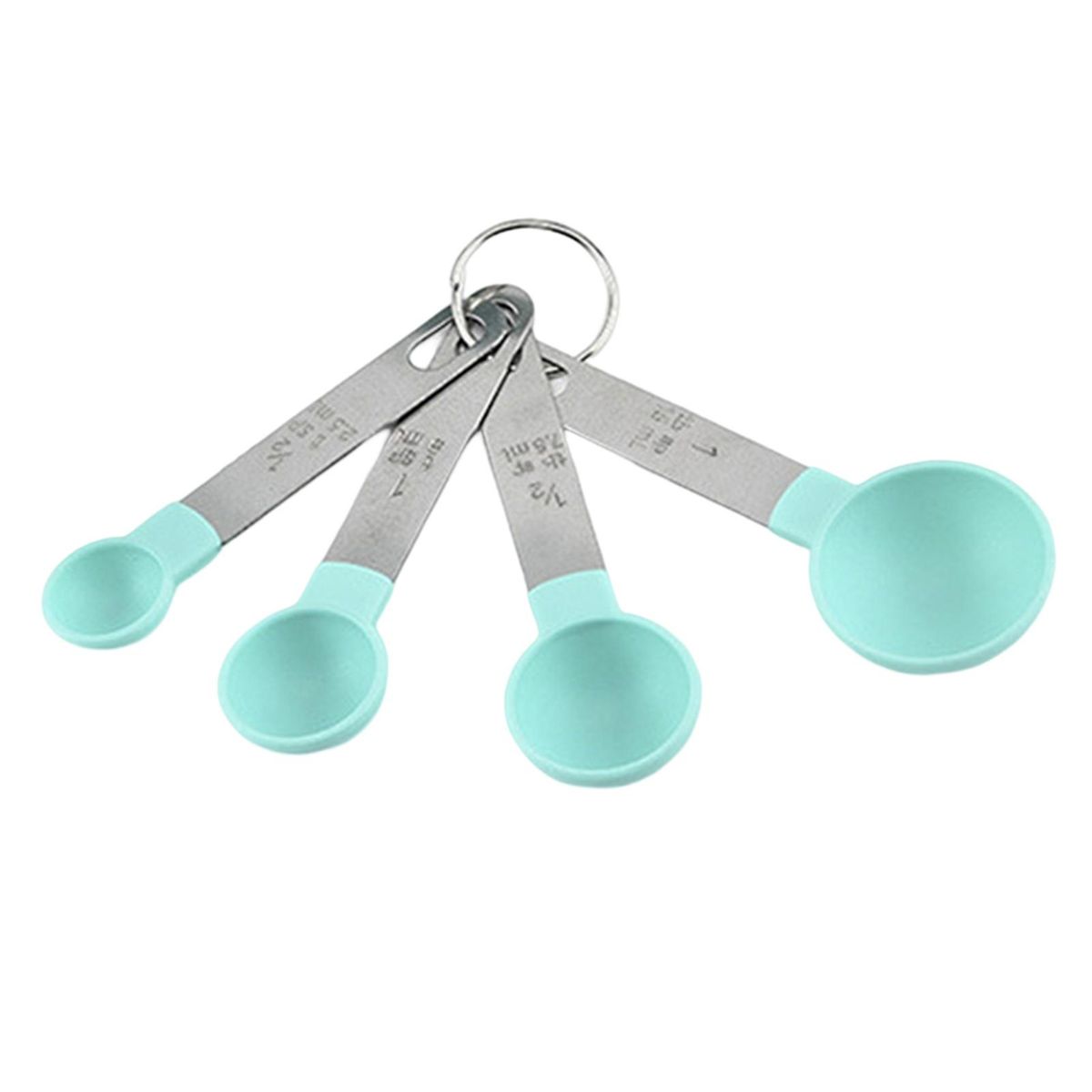 4PcsSet Graduated Measuring Spoon Non-slip Handle Baking Measuring Cup Green