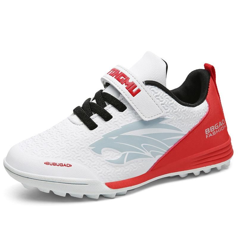 Velcro Soccer Shoes for Teenagers,white&red