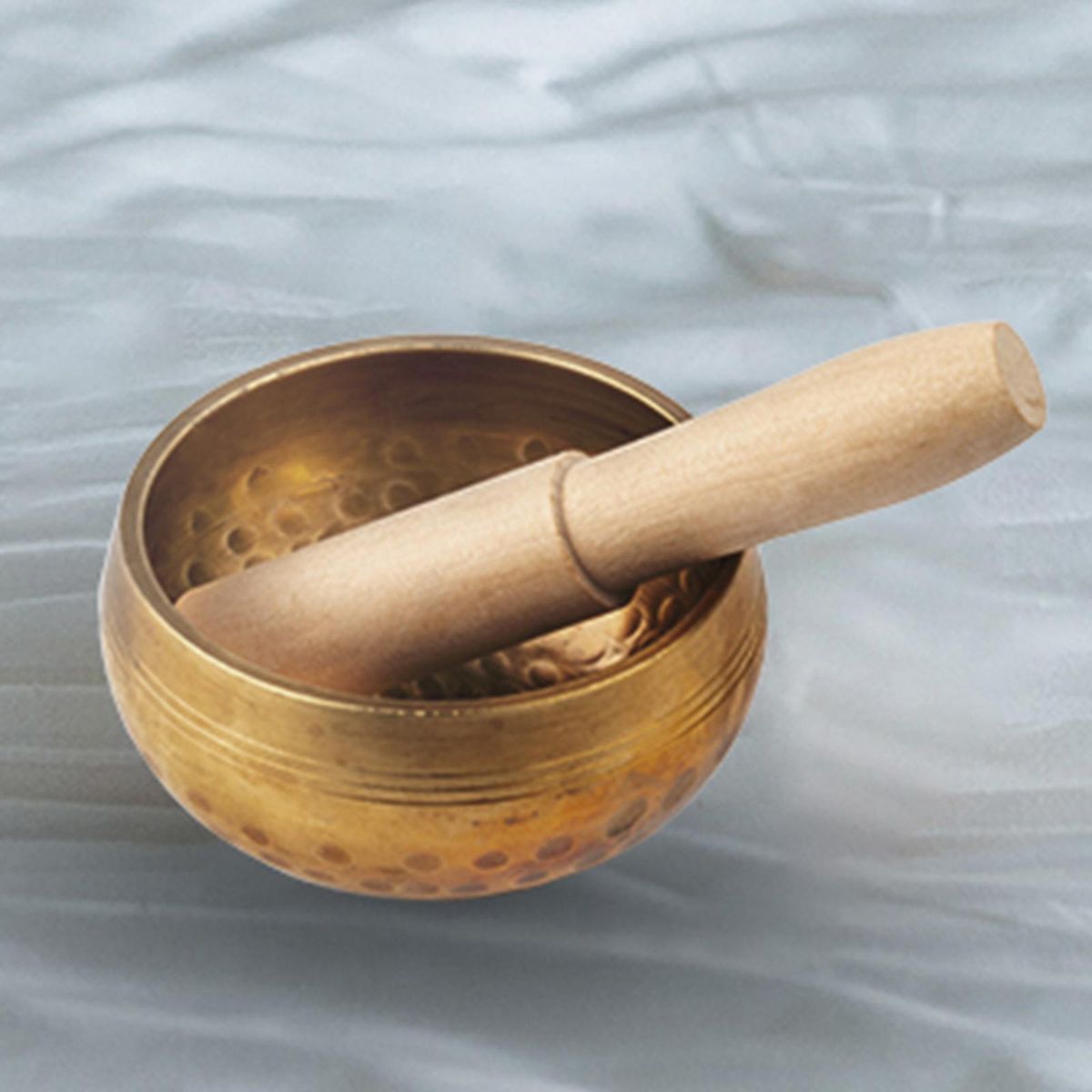 Brass  Set With Wooden  Meditation Sound Bowl For