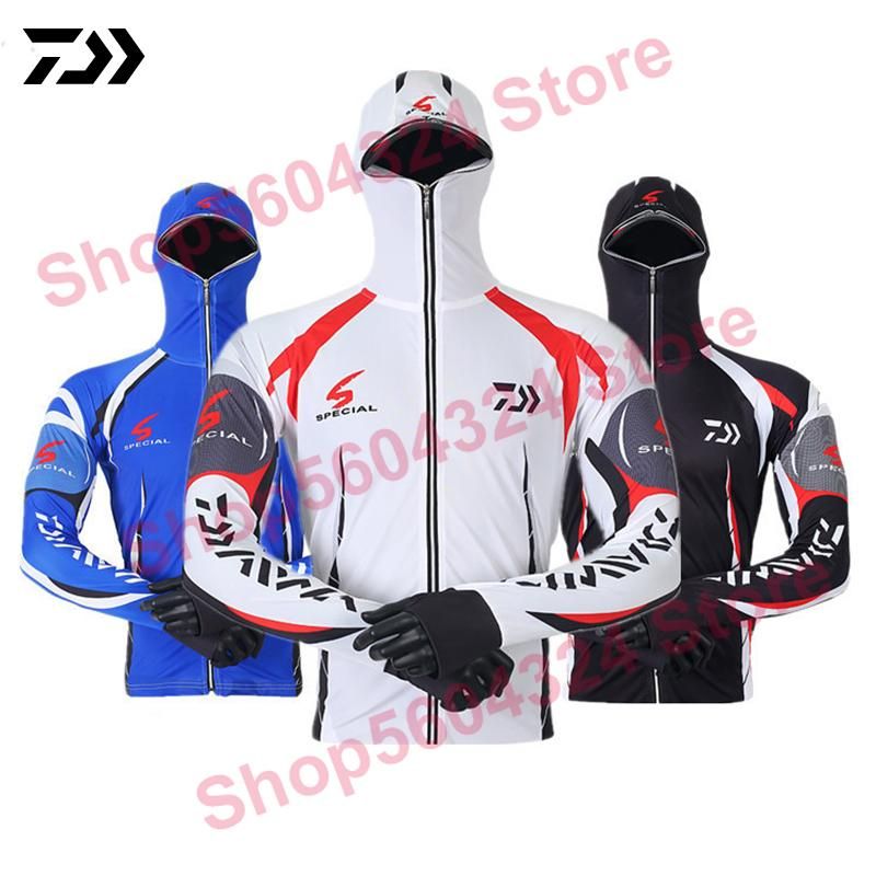 A Clothes Fishing Shirt Jacket Ice Silk Quick Dry Sports Clothing Sun Protection Face Neck Anti-uv Breathable Fishing Hooded